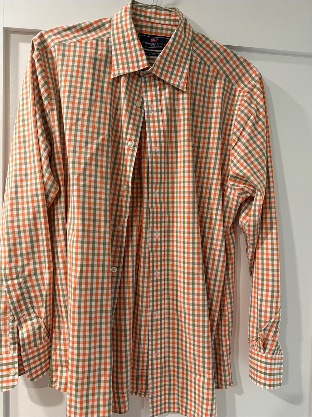 Vineyard Vines Orange & Green Check Button-Down Shirt